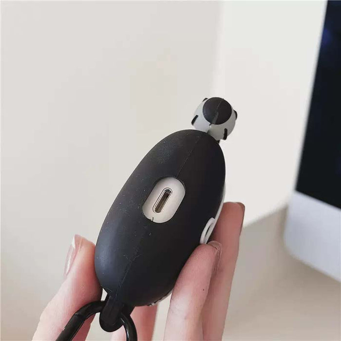 Plague Doctor AirPods Case: Perfect Protection, Compact: black, white penguin-like character, cute cartoon/kawaii style