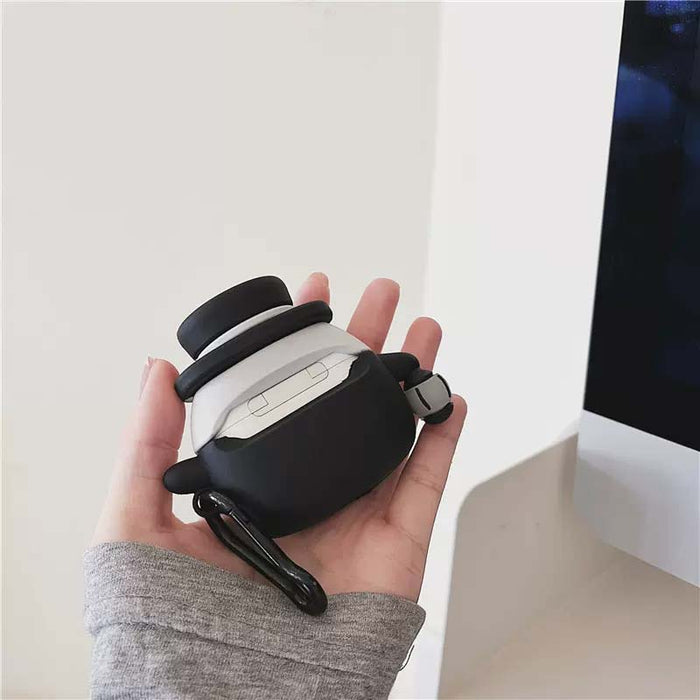 Plague Doctor AirPods Case: Perfect Protection, Compact: black, white penguin-like character, cute cartoon/kawaii style