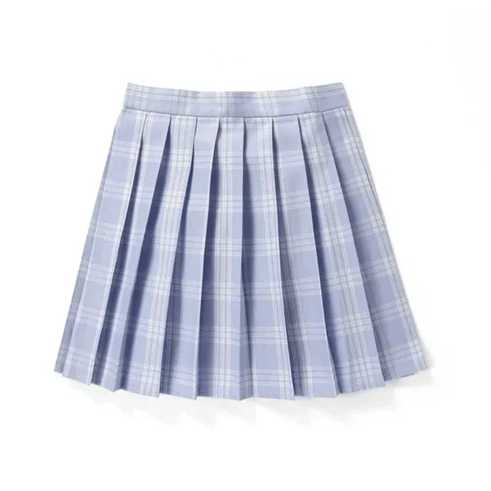 Plaid Mini Skirt with a Japanese Twist: dark green, red pleated skirt, classic school-uniform-inspired style