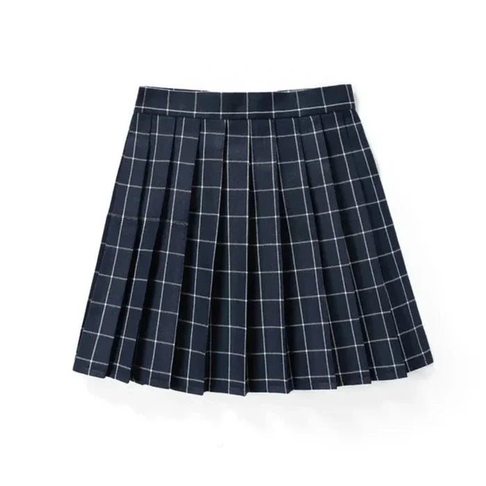 Plaid Mini Skirt with a Japanese Twist: dark green, red pleated skirt, classic school-uniform-inspired style