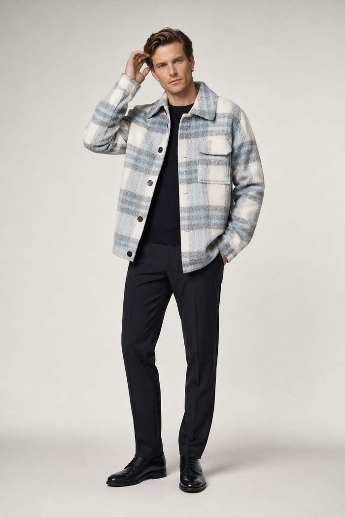 Plaid Shirt Jacket for Men: Enhancing Core Significance with a Fresh Twist Blue