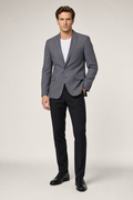 Plaid Single Button Men's Blazer Gray
