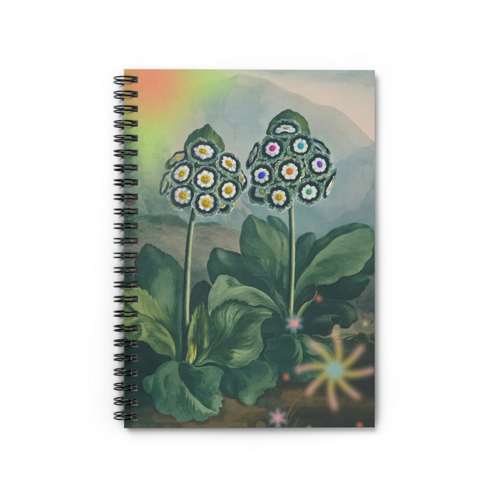 Plants Spiral Notebook, Embracing the Majesty of Nature: dark green, light green flowers and foliage, botanical illustration