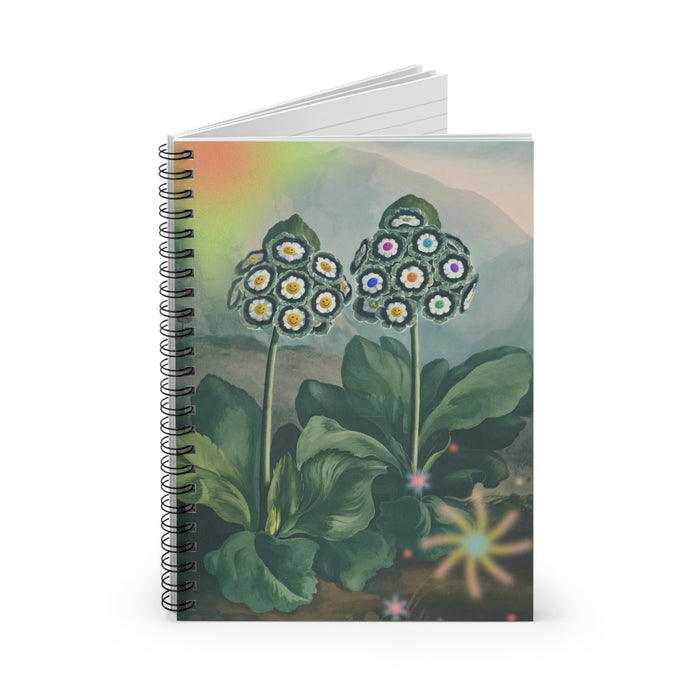 Plants Spiral Notebook, Embracing the Majesty of Nature: dark green, light green flowers and foliage, botanical illustration