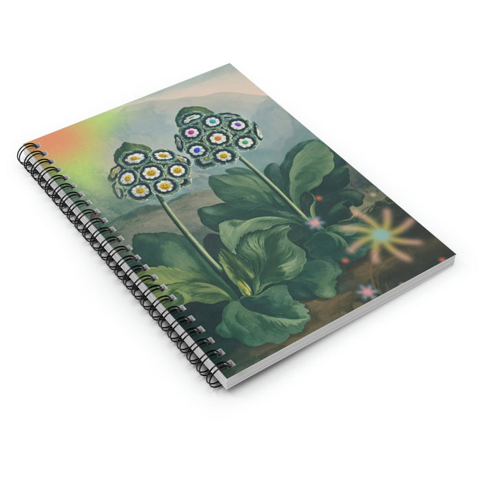Plants Spiral Notebook, Embracing the Majesty of Nature: dark green, light green flowers and foliage, botanical illustration