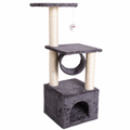 Plush Cat Tower with Sisal Rope for Climbing Gray