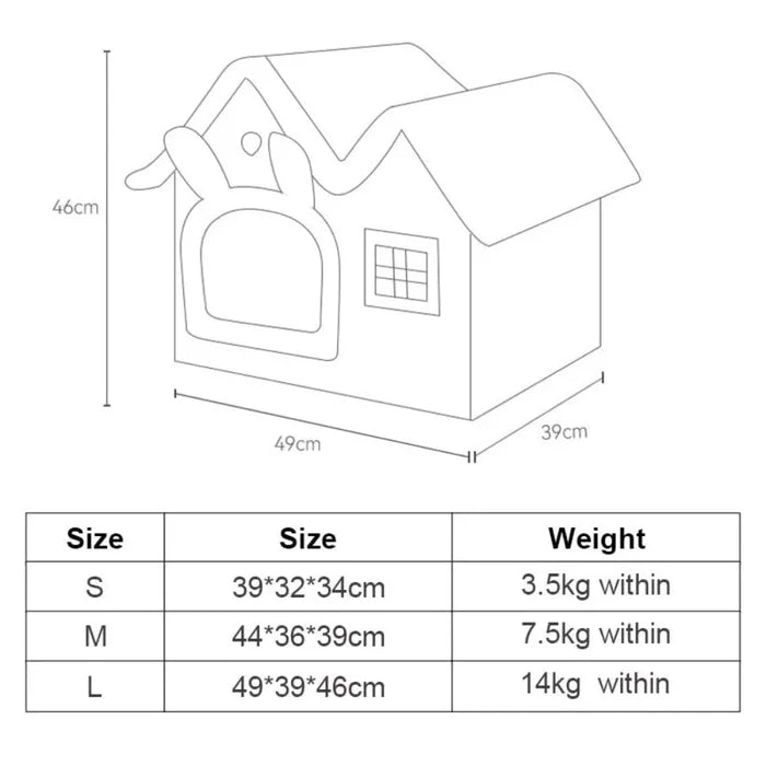 Plush Pet House with Detachable Roof: gray, white cat-themed house with a cat inside, cute cartoon/kawaii style