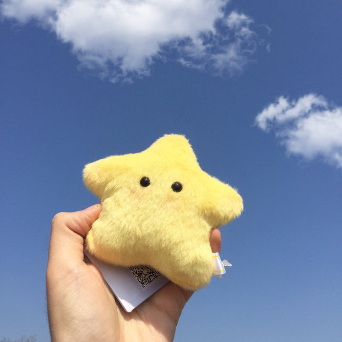 Plush Star Keychain, Cute and Versatile: pale pink, black pig character, kawaii cartoon style