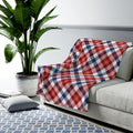 Plush Throw Blanket in Red and Blue Tartan Pattern: red, navy blue throw blanket, classic plaid style