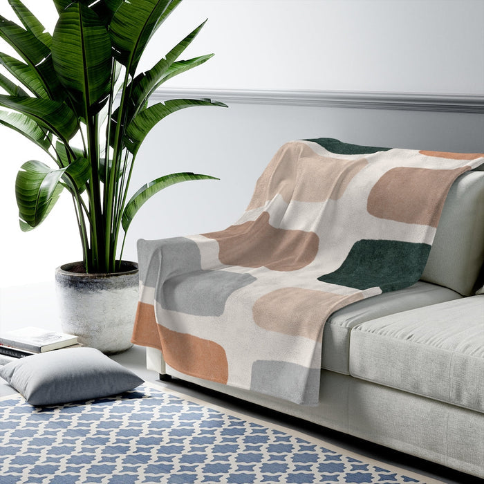 Plush Throw Blanket with Abstract Design: cream, beige throw blanket, modern minimalist style