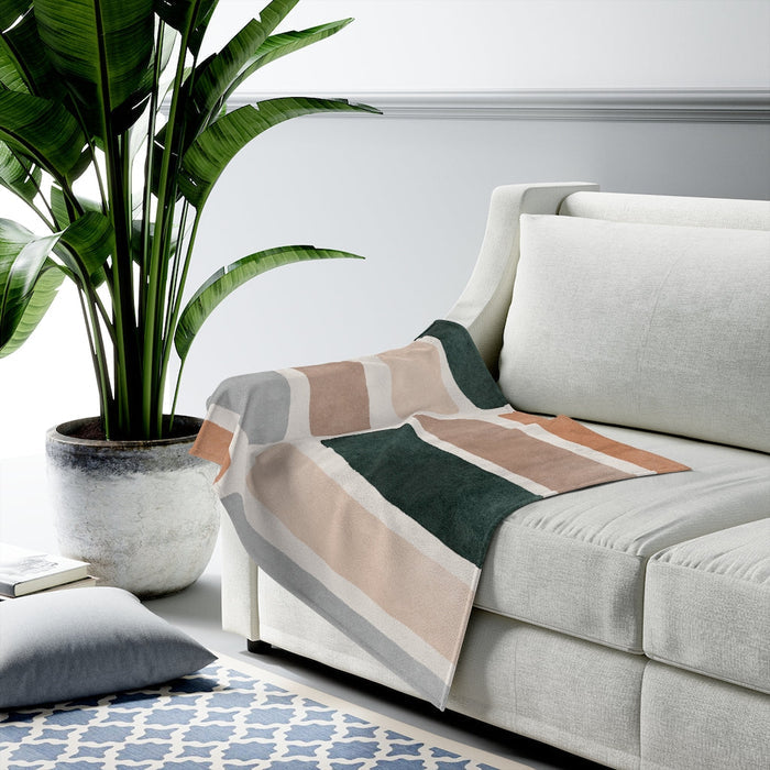 Plush Throw Blanket with Abstract Design: cream, beige throw blanket, modern minimalist style