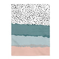 Plush Throw Blanket with Abstract Lines, Available in 3 Sizes: white, black throw blanket, minimal contemporary style