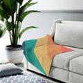 Plush Throw Blanket with Diagonal Stripes: teal, dark blue-gray throw blanket, minimal style