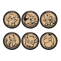 Pokemon Cork Coaster Set with Characters: beige, black Pokemon characters: Pikachu, Bulbasaur, Squirtle, Charmander, Gengar
