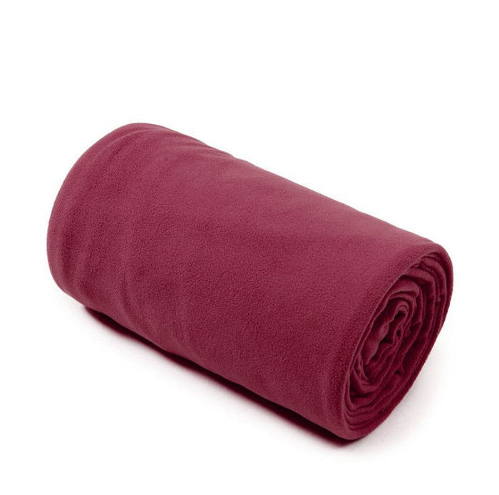 Polar Fleece Lightweight Sleeping Bag for Camping: olive green, purple folded blanket, minimal style