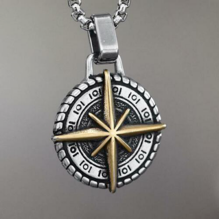 Polaris Charm Necklace: silver, gold compass, nautical, vintage-inspired style