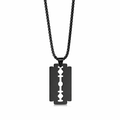 Polished Razor Blade Pendant Necklace Black