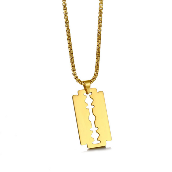 Polished Razor Blade Pendant Necklace: gold, silver pendant necklaces, minimal style
