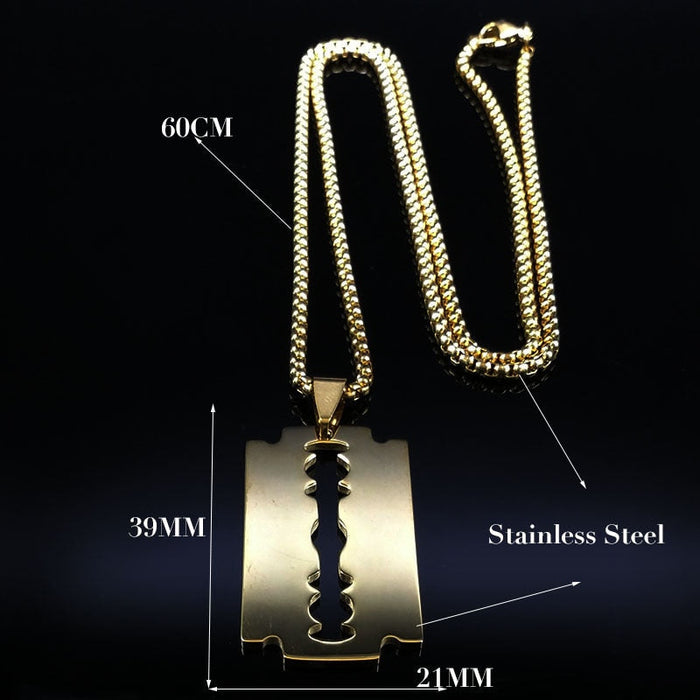 Polished Razor Blade Pendant Necklace: gold, silver pendant necklaces, minimal style