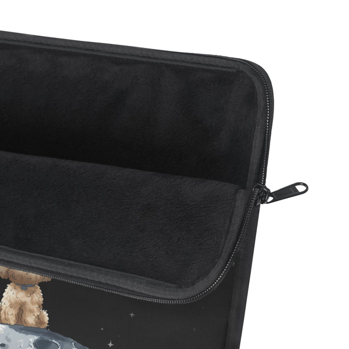 Pookie Galaxy Laptop Sleeve, Starry Fluff's Soft and Celestial Case for Laptops: black, purple small dog in outer space, cart