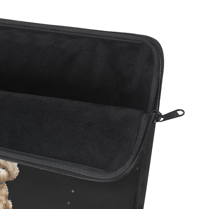 Pookie Galaxy Laptop Sleeve, Starry Fluff's Soft and Celestial Case for Laptops: black, purple small dog in outer space, cart