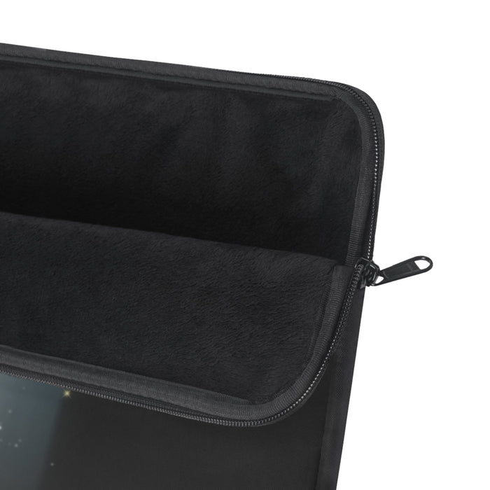 Pookie Glow Laptop Cover: black, dark gray cartoon dog, kawaii cartoon style