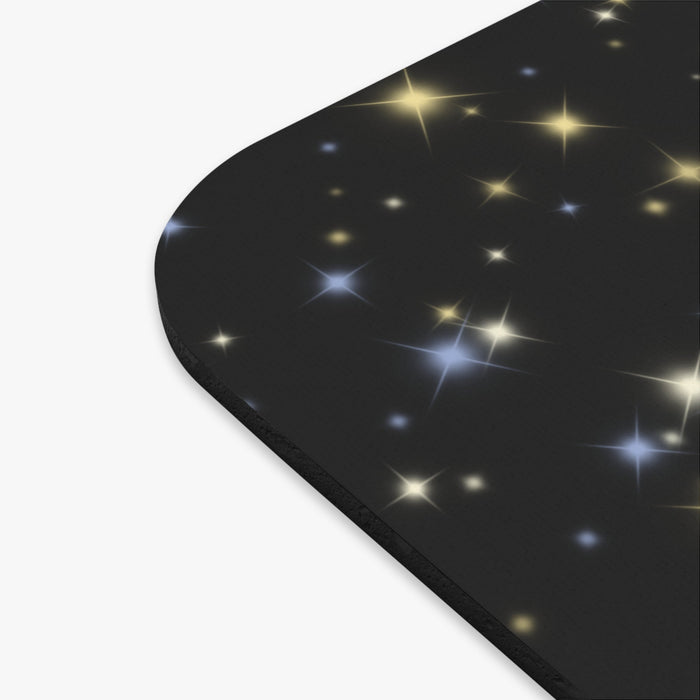 Pookie the Poodle Glowing Mouse Mat by Starry Fluff: black, dark gray cartoon dog, kawaii cartoon style