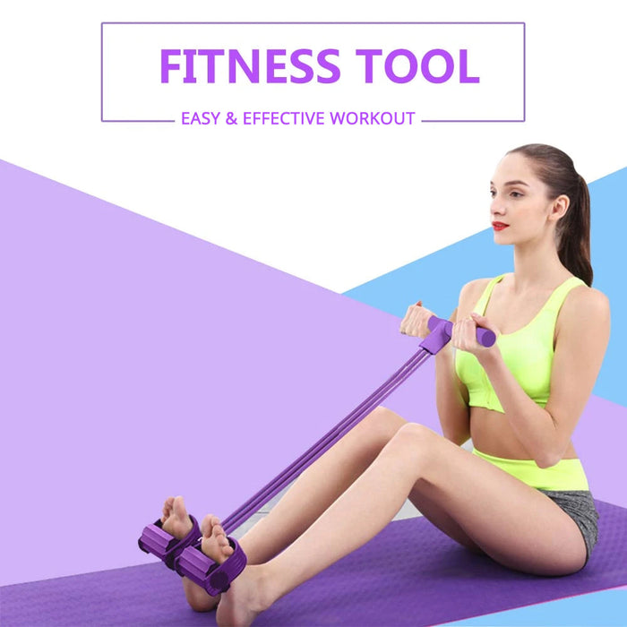 Portable Exercise Resistance Band with Pedal: purple, green exercise resistance band set with handles and foot straps, fitnes