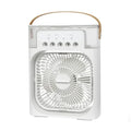 Portable Fan for Cooling Your Desktop Space: white, light gray portable spray humidification cooling fan, minimal modern appl