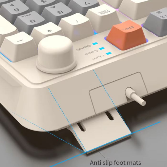 Portable Keyboard and Mouse Set with 94 Keys from "": off-white, light gray computer keyboard and mouse set, minimal colorful