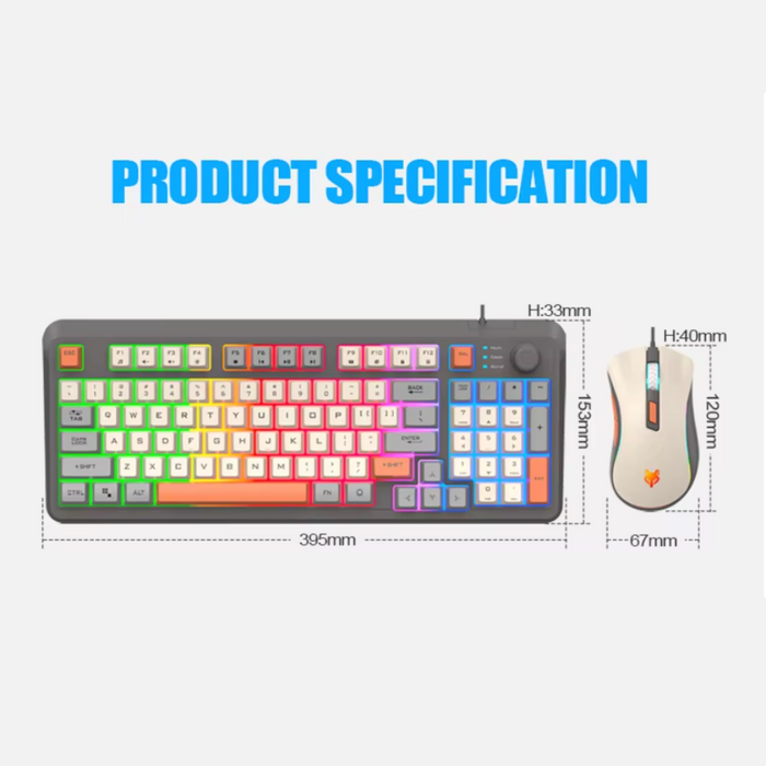 Portable Keyboard and Mouse Set with 94 Keys from "": off-white, light gray computer keyboard and mouse set, minimal colorful