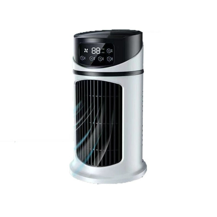 Portable Mini Air Cooler, Compact and Refreshing: white, black portable tower fan or air circulator, minimal modern style