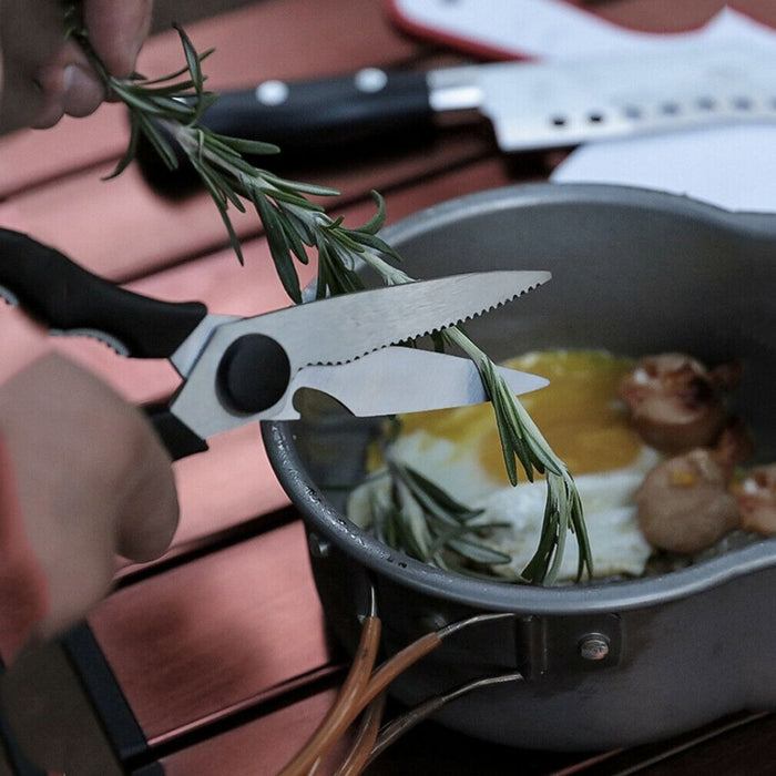 Portable Outdoor BBQ, Camping, and Hiking Multi-Functional Set for Various Uses: black, silver portable grill utensil set wit