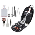 Portable Outdoor BBQ, Camping, and Hiking Multi-Functional Set for Various Uses: black, silver portable grill utensil set wit