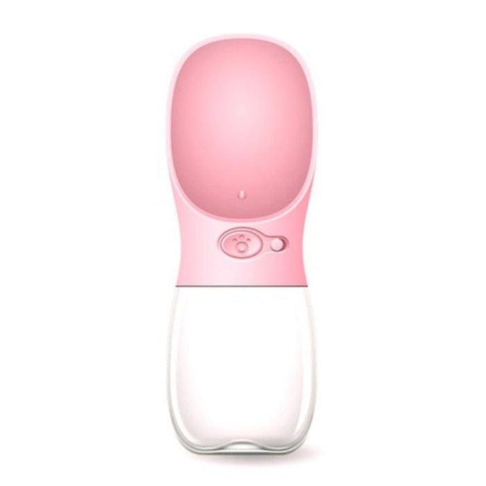 Portable Pet Hydration Bottle for Canines and Felines: pink, clear dog, minimal style