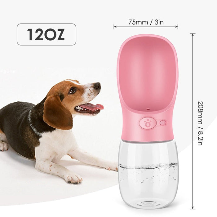 Portable Pet Hydration Bottle for Canines and Felines: pink, clear dog, minimal style