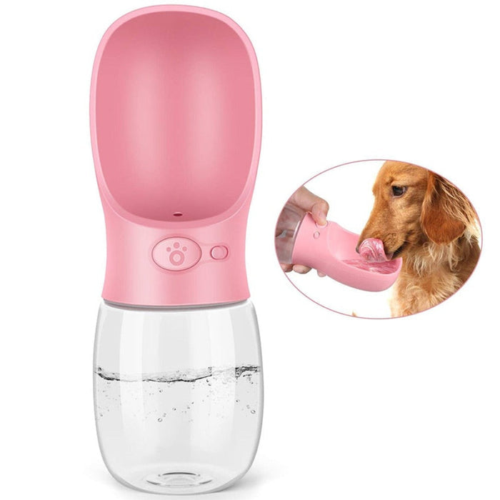 Portable Pet Hydration Bottle for Canines and Felines: pink, clear dog, minimal style