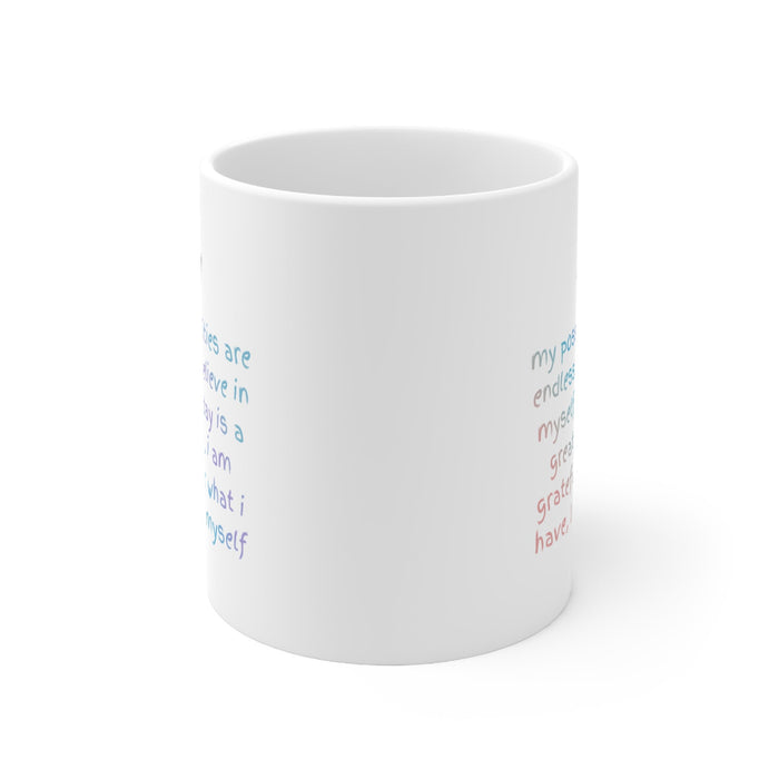 Positive Reminder Mug: Inspiring Affirmations for a Boost of Positivity: white, black mug, minimal, cheerful style
