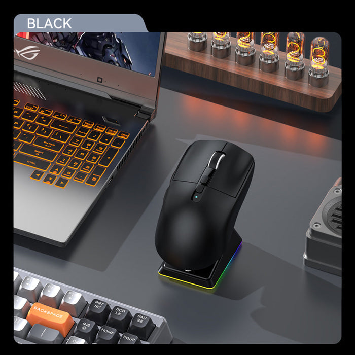 Powerful X6 Tri Mode Wireless RGB Bluetooth Mouse: white, black computer mouse with charging dock, modern gaming style