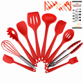 Premium Set of 10 Heat Resistant Non-Stick Silicone Cooking Utensils Red
