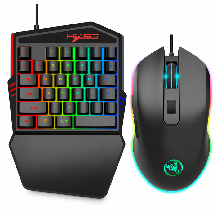 Professional Gaming Keyboard and Mouse Set with Colorful Ninja Dragon Design and One-Handed Operation Default