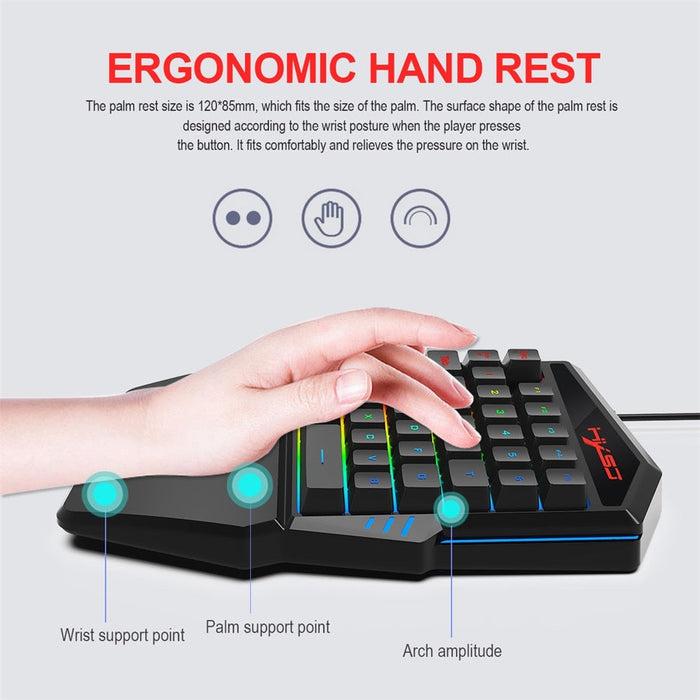 Professional Gaming Keyboard and Mouse Set with Colorful Ninja Dragon Design and One-Handed Operation: black, gray one-handed