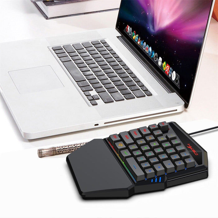 Professional Gaming Keyboard and Mouse Set with Colorful Ninja Dragon Design and One-Handed Operation: black, gray one-handed