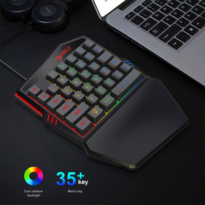 Professional Gaming Keyboard and Mouse Set with Colorful Ninja Dragon Design and One-Handed Operation: black, gray one-handed