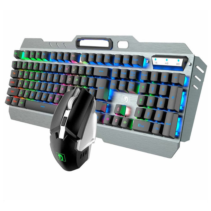 Professional Metal Gaming Keyboard and Mouse Set with Wireless Connectivity, Ninja Dragon Edition: dark gray, black computer