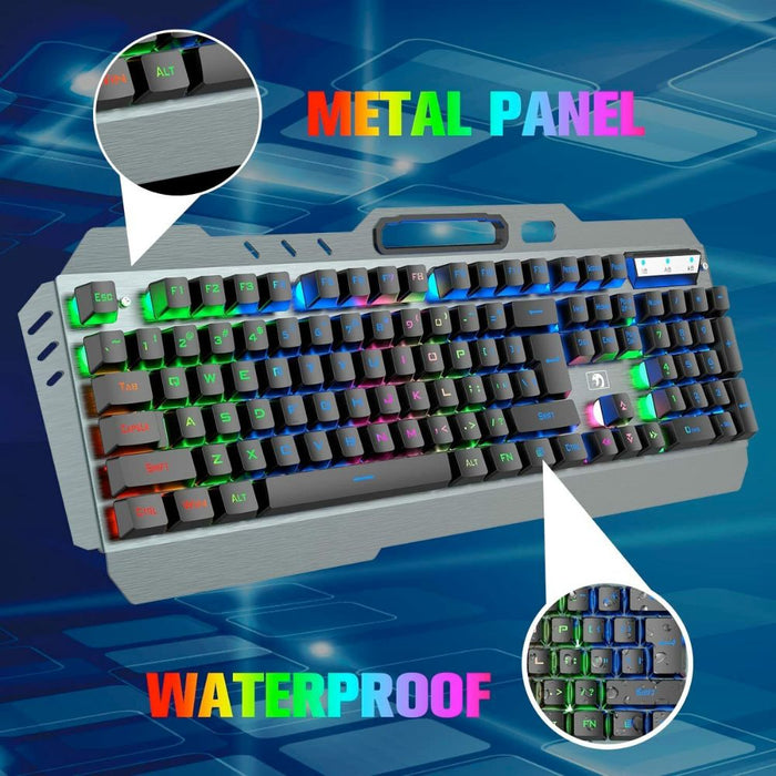 Professional Metal Gaming Keyboard and Mouse Set with Wireless Connectivity, Ninja Dragon Edition: dark gray, black computer