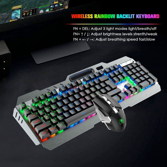 Professional Metal Gaming Keyboard and Mouse Set with Wireless Connectivity, Ninja Dragon Edition: dark gray, black computer