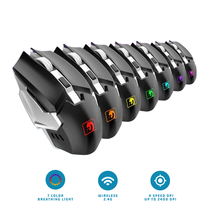 Professional Metal Gaming Keyboard and Mouse Set with Wireless Connectivity, Ninja Dragon Edition: dark gray, black computer