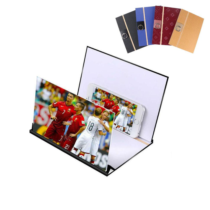 Protective Case 8" Foldable Mobile Phone Screen Amplifier for On-the-Go: black, white soccer players, minimal style
