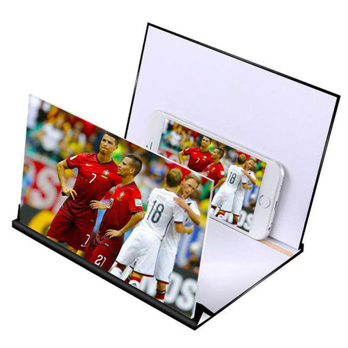 Protective Case 8" Foldable Mobile Phone Screen Amplifier for On-the-Go: black, white soccer players, minimal style